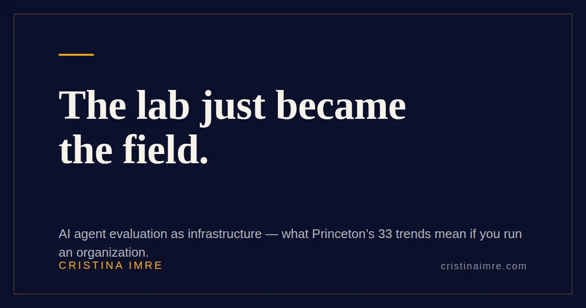 AI agent evaluation as infrastructure: what Princeton's 33 trends mean if you run an organization